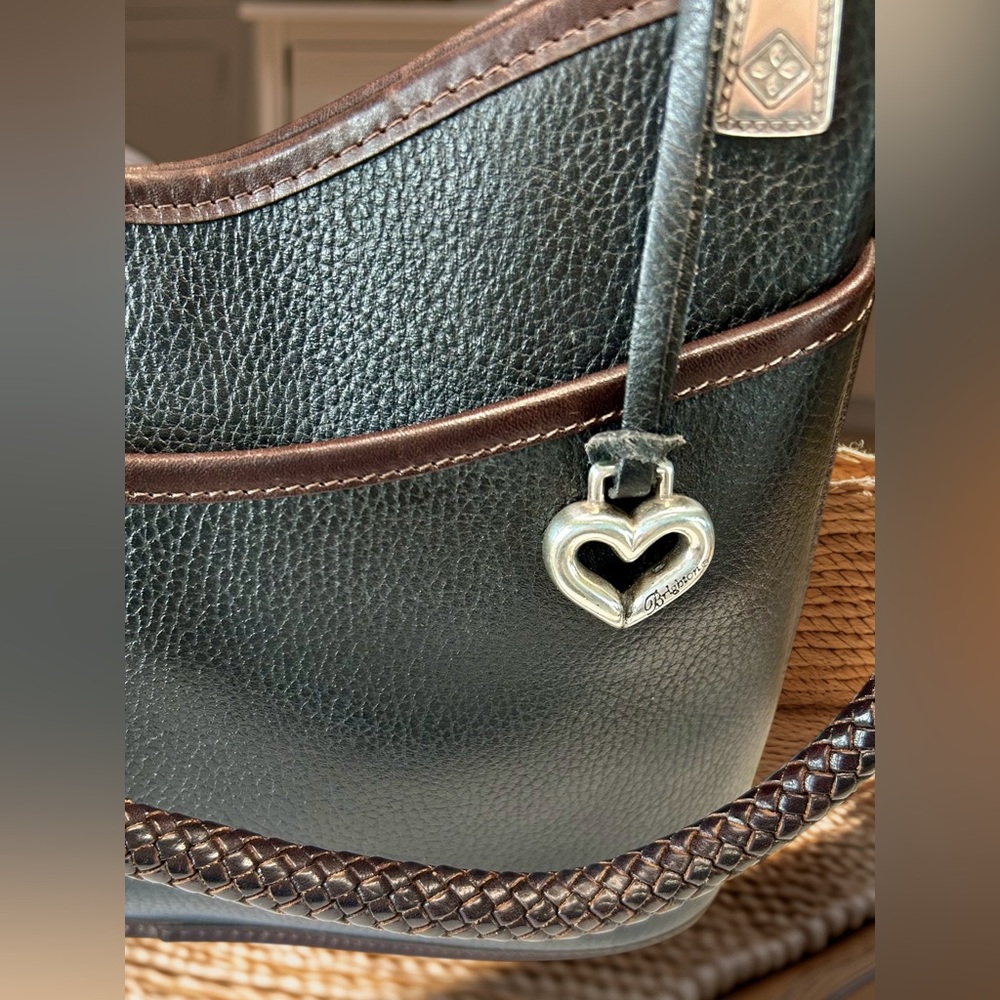 Brighton Black & Brown Leather Shoulder Bag Including Lipstick Case & Dust Bag - Picture 7 of 10